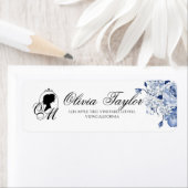 Trouw in de tuin Monogram Schrift Elegante Roos Etiket (Insitu)