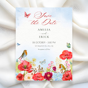 Trouw in een bloementuin save the date