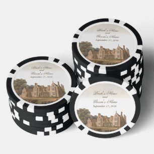 Trouw in Engels landhuis chateau villa in vintage Poker Chips