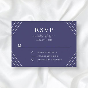 Trouw in marineblauw met gouden anker en strepen RSVP kaartje