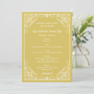 Trouw in vintage goud en ivoor art deco-stijl menu