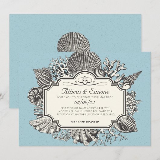 Trouw in vintage strandstijl kaart (Voorkant / Achterkant)