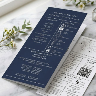 Trouw infographic programma in marineblauw