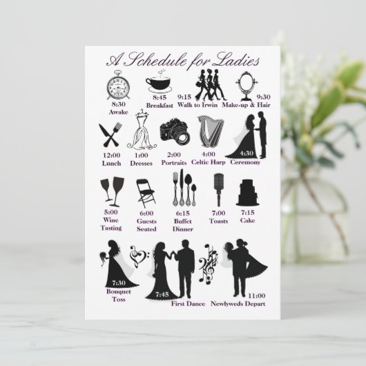 Trouw Itinerarieschema voor Bruidsmeisjes Programma (Staand voorkant)