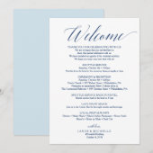 Trouw Itinerary Welkomstbrief Navy Script Programma (Voorkant / Achterkant)