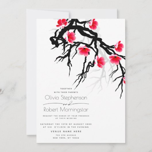 Trouw | Japanse Bloesemtak Bloemstuk Kaart (Voorkant)