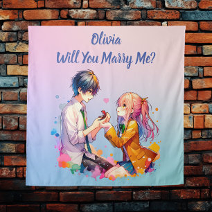 Trouw je met me Anime Huwelijksaanzoek Wandkleed