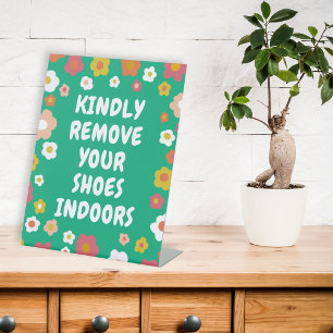 TROUW JE SCHOENEN UIT Groovy Daisies Bloemige OP M Reclamebord Met Voetstuk