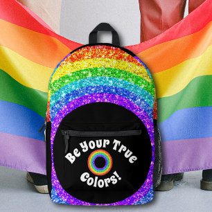 Trouw je ware kleuren Pride LGBT Regenboog Glitter Bedrukte Rugzak