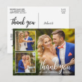 Trouw Kalligrafie 3 Foto Collage Bedankt Briefkaart (Voorkant / Achterkant)