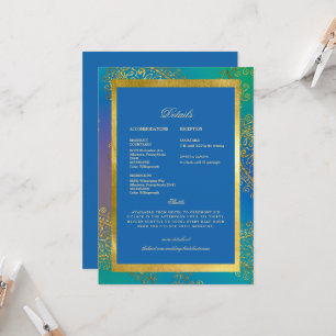 Trouw Kleurrijk Blauw & Goud Koninklijk Kaart