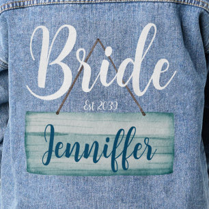 Trouw kust bruid rustieke monogram denim jacket