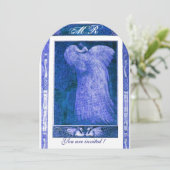 TROUW LIEFDE PAUW MONOGRAM Blauwe Witte Kaart (Staand voorkant)