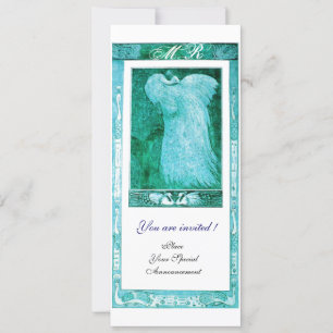 TROUW LIEFDE PAUW MONOGRAM Teal Witte Uitnodiging