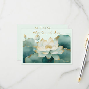 Trouw Lotus bloem gouden randen RSVP Kaartje