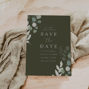 Trouw Luxe: Goddelijke Olijf Groene Huwelijk Save The Date