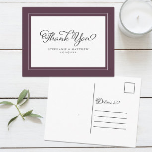 Trouw Luxe Paars Chic Moderne Randen Briefkaart