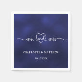 Trouw marineblauw meneer mevrouw hart script eenvo servet (Voorkant)