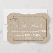 Trouw Mason Pot Linnen Canvas BEST MAN Uitnodiging (Achterkant)