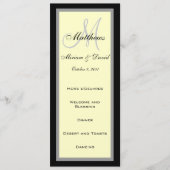 Trouw Menu Kaarten Monogram Crème Zwart (Voorkant)