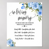 Trouw met blauwe bloemen ter nagedachtenis poster (Voorkant)