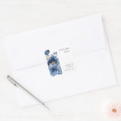 Trouw met bloemen in donkerblauw en goud vierkante sticker (Envelop)