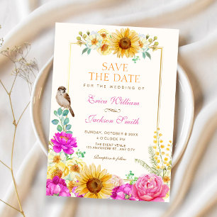 Trouw met bloemenaesthetic save the date