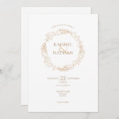 Trouw met bloemenkrans en laurierenguirlande kaart (Voorkant / Achterkant)
