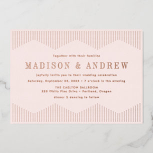 Trouw met Blush en Rose Goud Gestippelde Deco Folie Uitnodiging