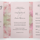 Trouw met een Whimsical Roze Sfeer Drieluik Uitnodiging (Binnenkant midden)