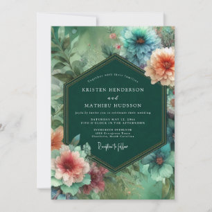 Trouw met Emerald Bloom Whimsy Kaart