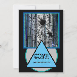 Trouw met geheim bruiloft zwart en blauw kaart