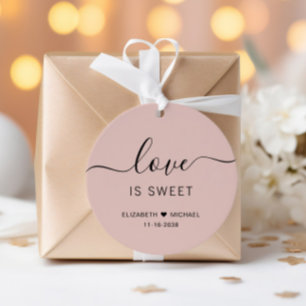 Trouw met Liefde is Zoet Roze Blush Bedankjes Labels
