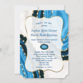 Trouw met Navy Blauwe Aquarel Agate Parels Kaart (Voorkant)