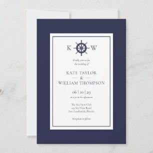 Trouw met Navy Blauwe Monogram Nautilus Scheepswie Kaart