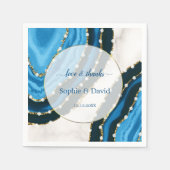 Trouw met Navy Blauwe Waterverf Agate Parels Servet (Voorkant)