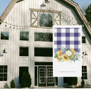 Trouw met Navy Gingham Zonnebloemen Persoonlijke N Servet