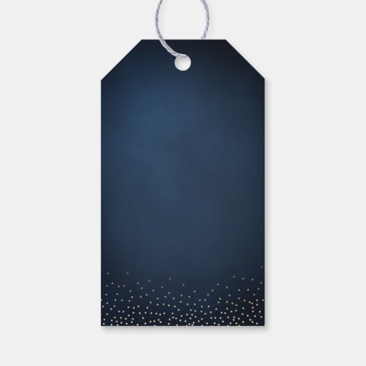 Trouw met Navy & Goud Glitter verfijnd Monogram Cadeaulabel (Achterkant)