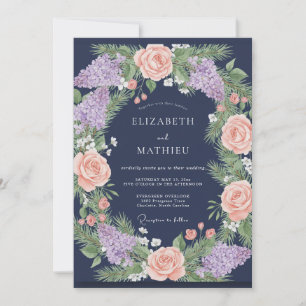 Trouw met Navy Koraal Sering Eucalyptus Kaart