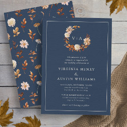 Trouw met Navy Monogram Kaart