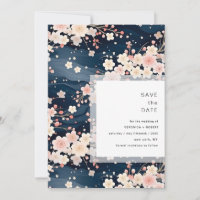 Trouw met Navy Waves Sakura Bloesem Modern