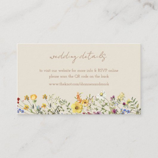 Trouw met QR-code wilde bloem Informatiekaartje (Voorkant)