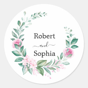 Trouw met Roze Bloesem Ronde Sticker