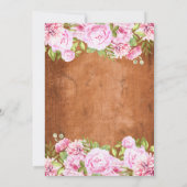 Trouw met rustieke groen en roze pioen kaart (Achterkant)
