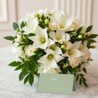 Trouw met saliegroen en wit monogram