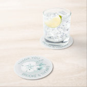 Trouw met schelpen ronde kartonnen onderzetter (Insitu)