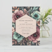 Trouw met Teal & Mauve Moody Bloom Kaart (Staand voorkant)
