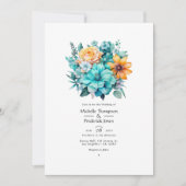 Trouw met Turquoise en Patina Bloemen Kaart (Voorkant)