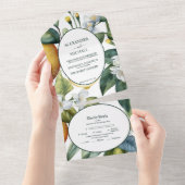 Trouw met vintage aquarel zomer citrus motief all in one uitnodiging (Afscheurbaar)