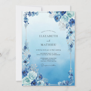 Trouw met Vintage Azure Bloem Kaart